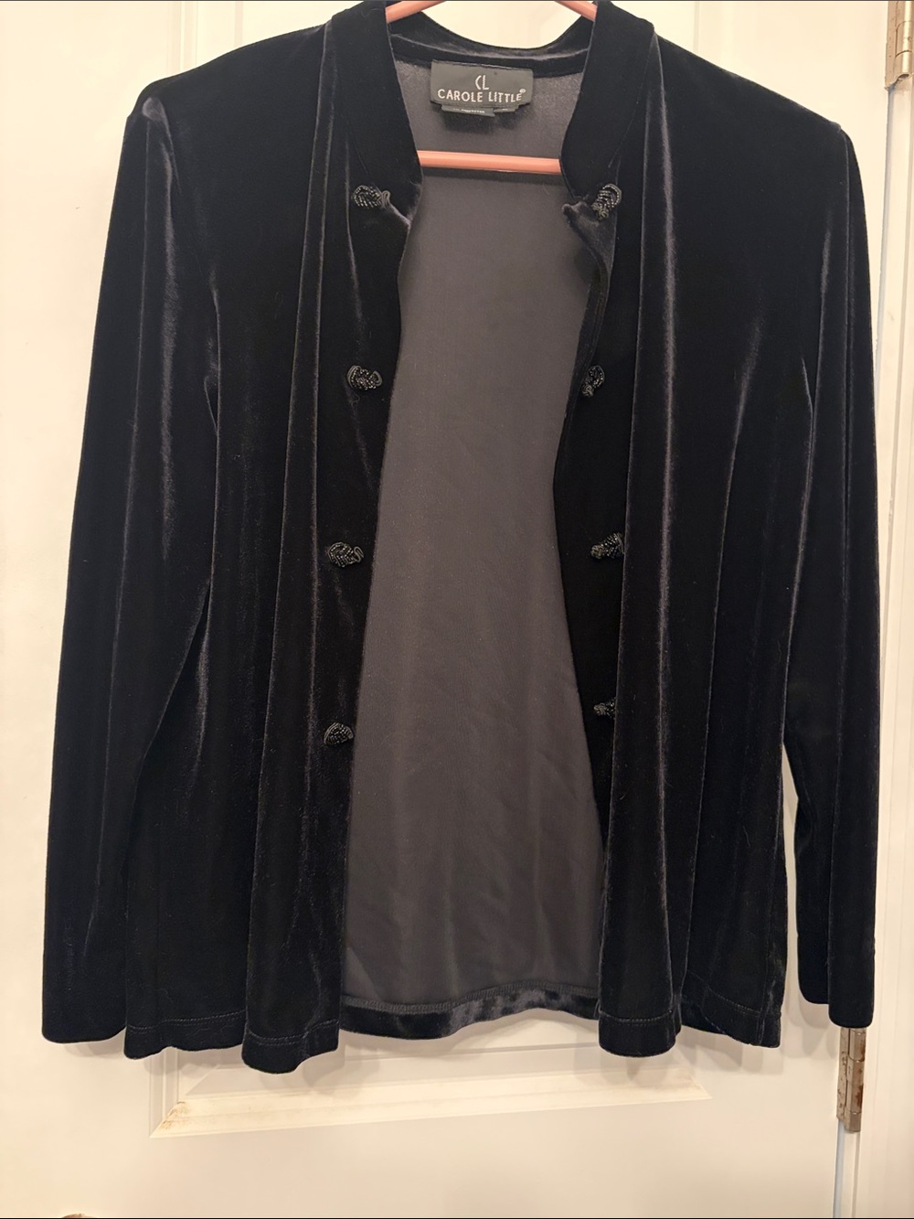 Carole Little Black Velvet Button-Front Jacket